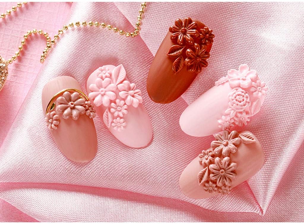 3 Pcs Rose Flower 3D Acrylic Nail Mold for Retro Decorations Design Silicone Manicure Silicone Making Kit Large