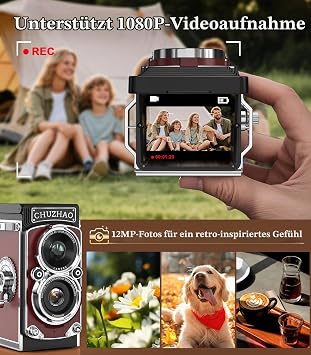 Retro Mini Digital Camera 1080P FHD Video Digital Retro Camera with 16GB Memory Card 12MP Auto Focus Vintage Camera for Beginners Teenagers Adults and Children (Red)