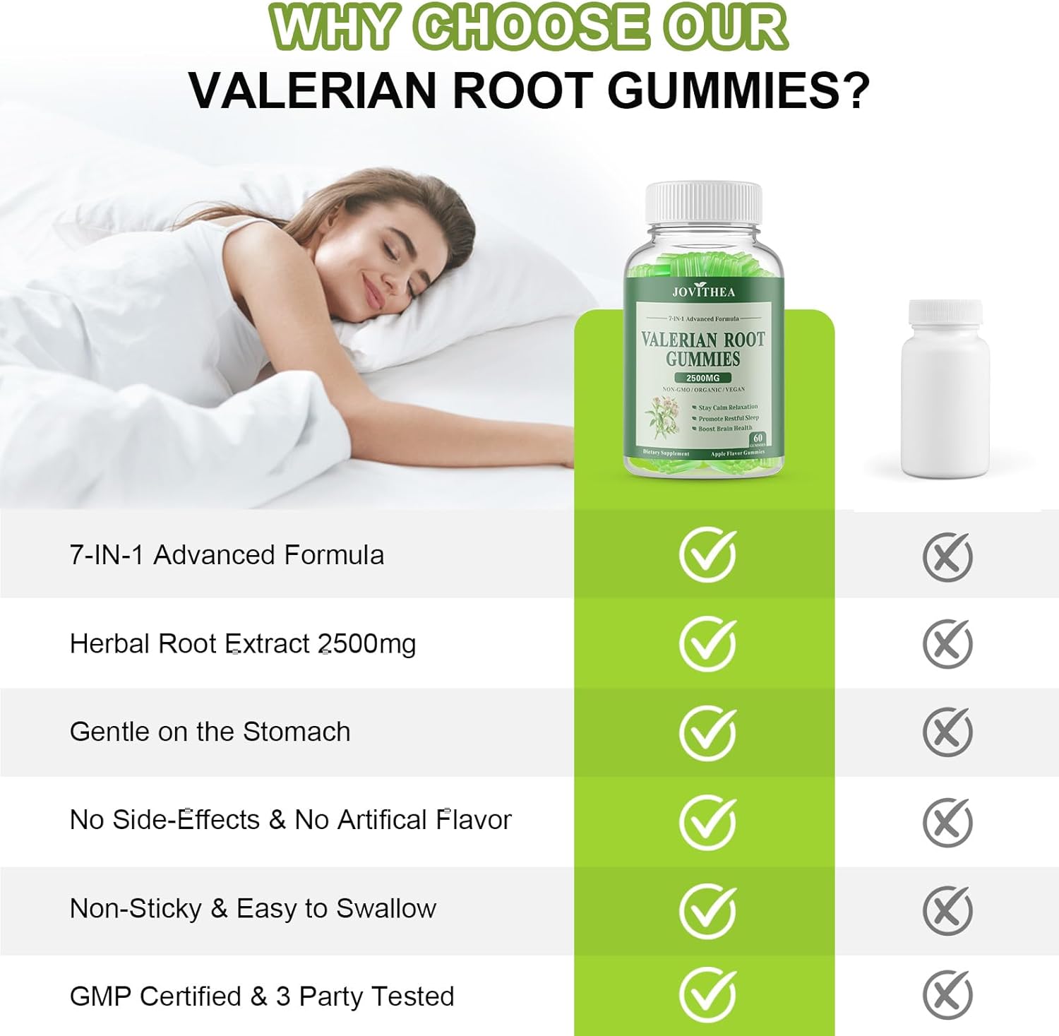 2 Pack Organic Valerian Root Gummies, Herbal Supplements for Calm & Relaxation, Natural Sleep Support for Adults & Kids, Melatonin Free, Vegan, Non-GMO, Gluten Free, Apple Flavor, 120 Count - Image 6