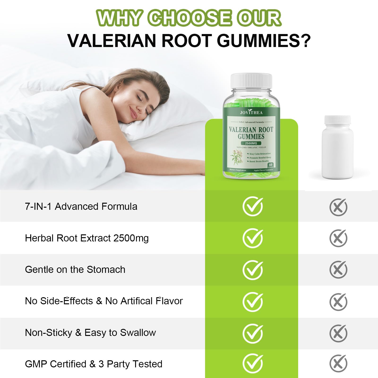 Organic Valerian Root Gummies, Herbal Supplements for Calm & Relaxation, Natural Sleep Support for Adults & Kids, Melatonin Free, Vegan, Non-GMO, Gluten Free, Apple Flavor, 60 Count — Amazon image 6