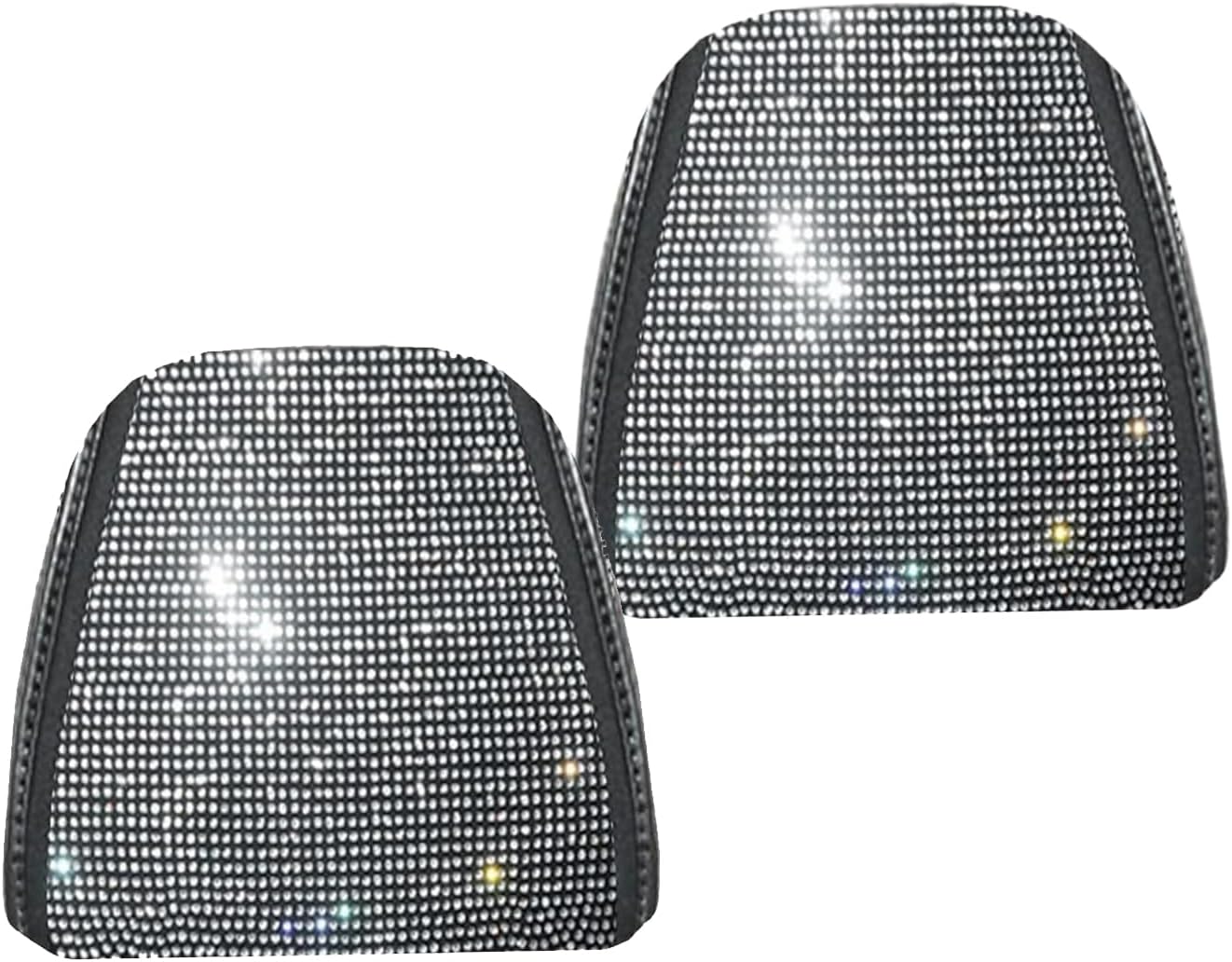 2 PCS Bling Car Headrest Covers, Ice Silk Rhinestone Head Rest Cover, Reusable Anti-Dirty Headrest Protector, Universal for Cars, Vans, Trucks (Silver)