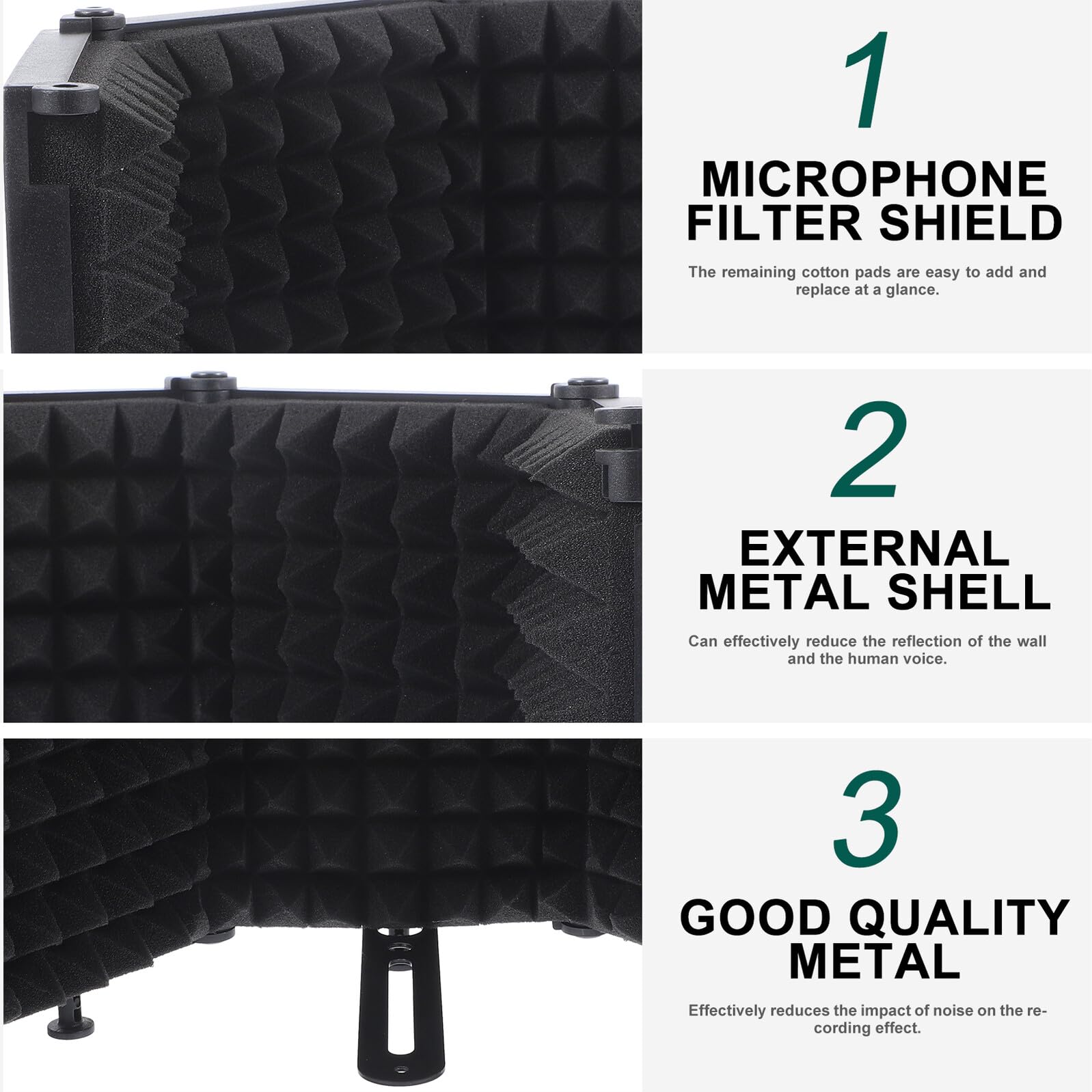 Zerodeko Cache-micro Taille Ajustable en Fer Pliable Éponge Eva Noir, Système Multi-couches D'absorption Sonore Bruit pour Enregistrement Vocal
