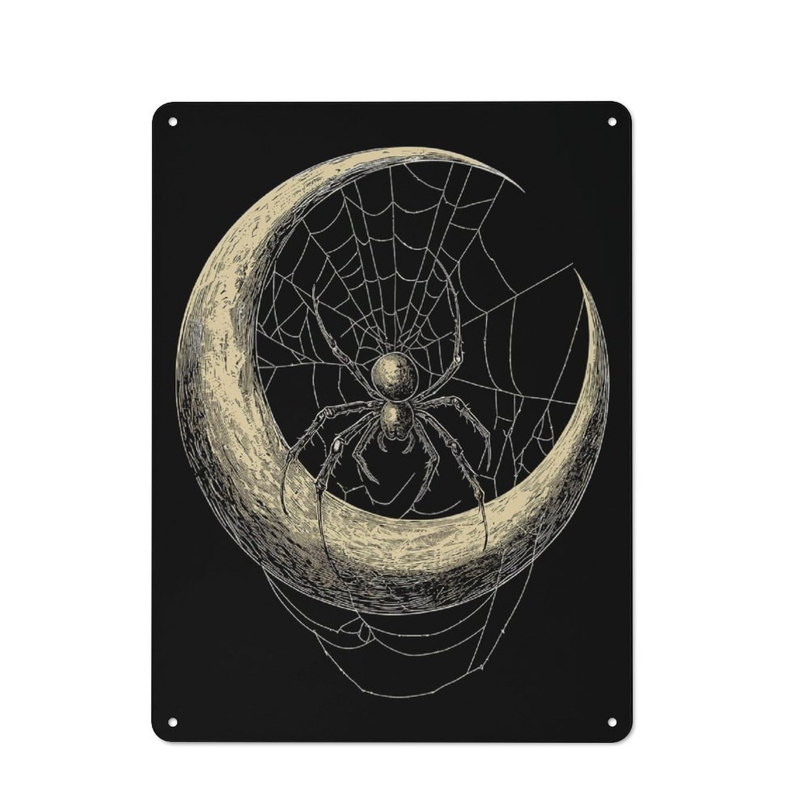 Country Spider Moon Web Country Metal Sign 40x30cm, Farmhouse Wall Decor for Farmhouse Kitchen, Pantry Or Dining Area
