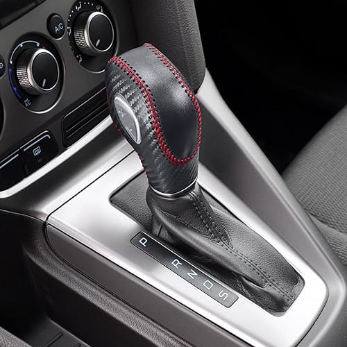 Miniatura 4 de Compatible con cubierta de pomo de palanca de cambios de piel auténtica de fibra de carbono, accesorios interiores para Ford Focus Mondeo Fusion