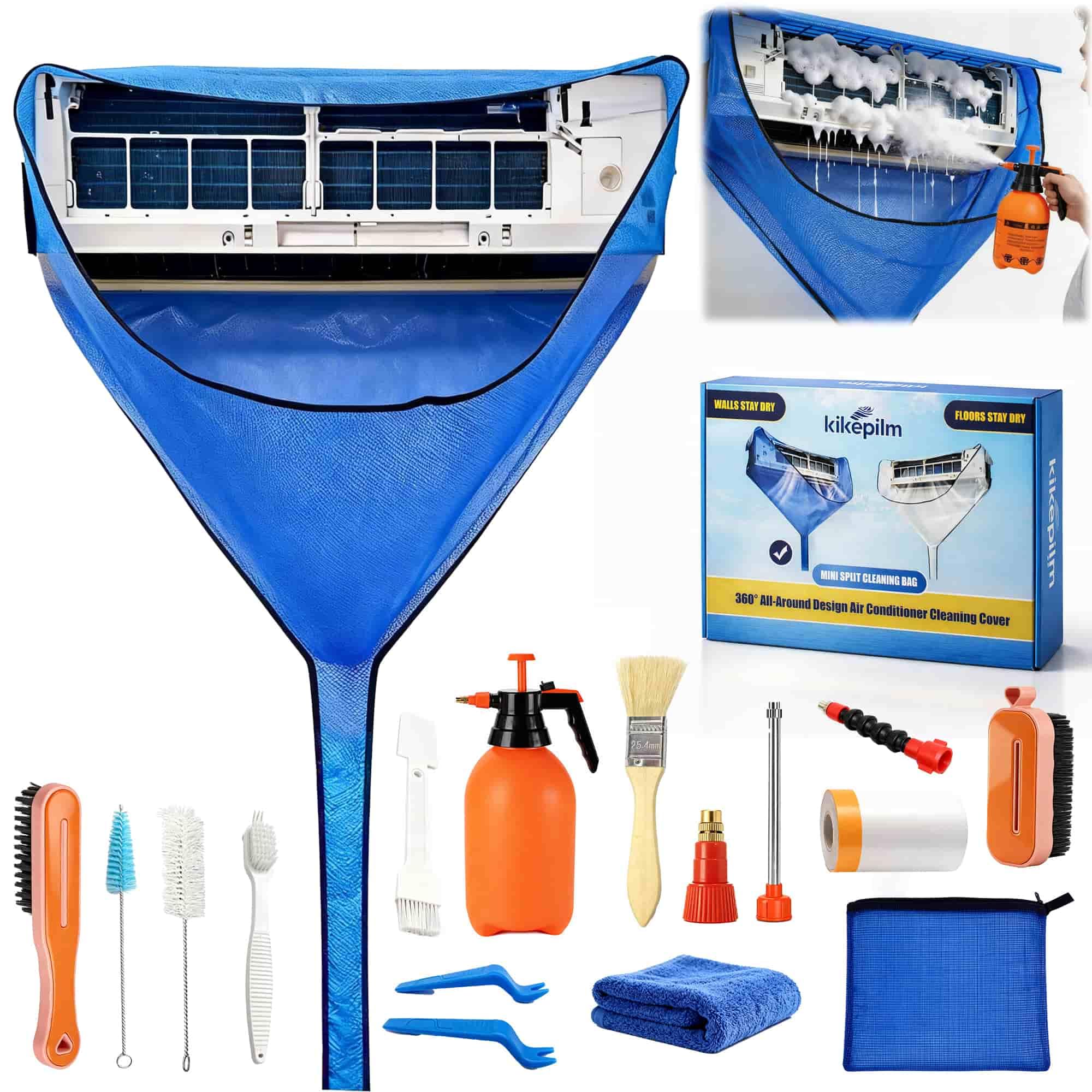 kit pulizia climatizzatore split, kit per pulizia condizionatori, kitpuliziacondizionatore, telo pulizia condizionatore, puliziacondizionatore casa,Blu, Extra grande