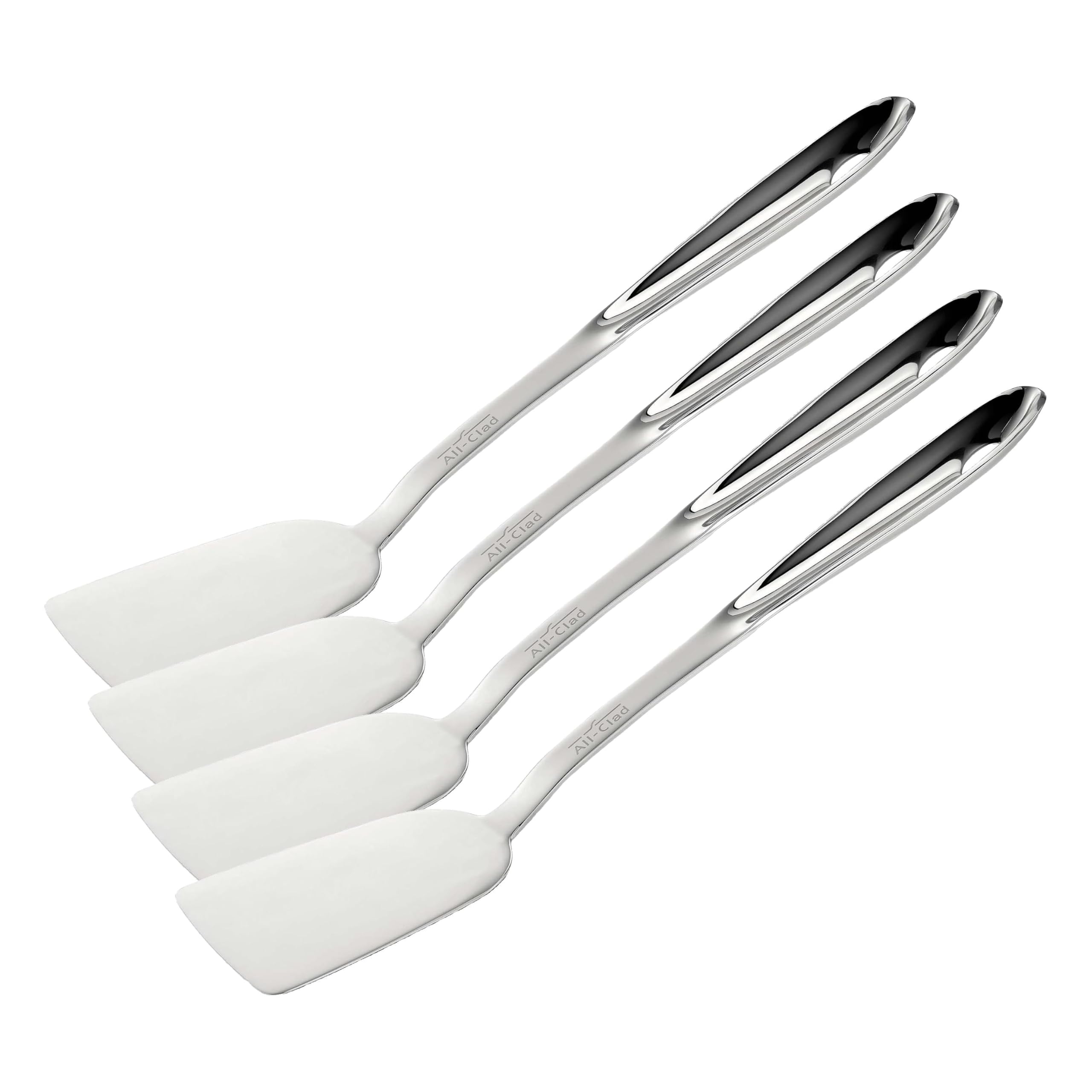 All-Clad Specialty Stainless Steel Kitchen Gadgets Turner Kitchen Tools, Kitchen_Hacks Silver (Pack of 4)