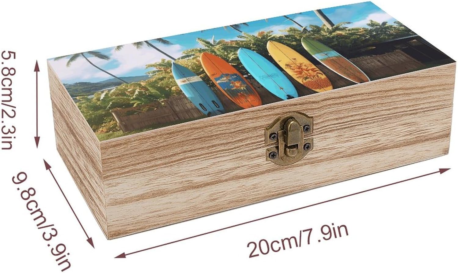 Surf's Up Surfboard Wooden Gift Boxes Memory Box for Keepsakes image 2