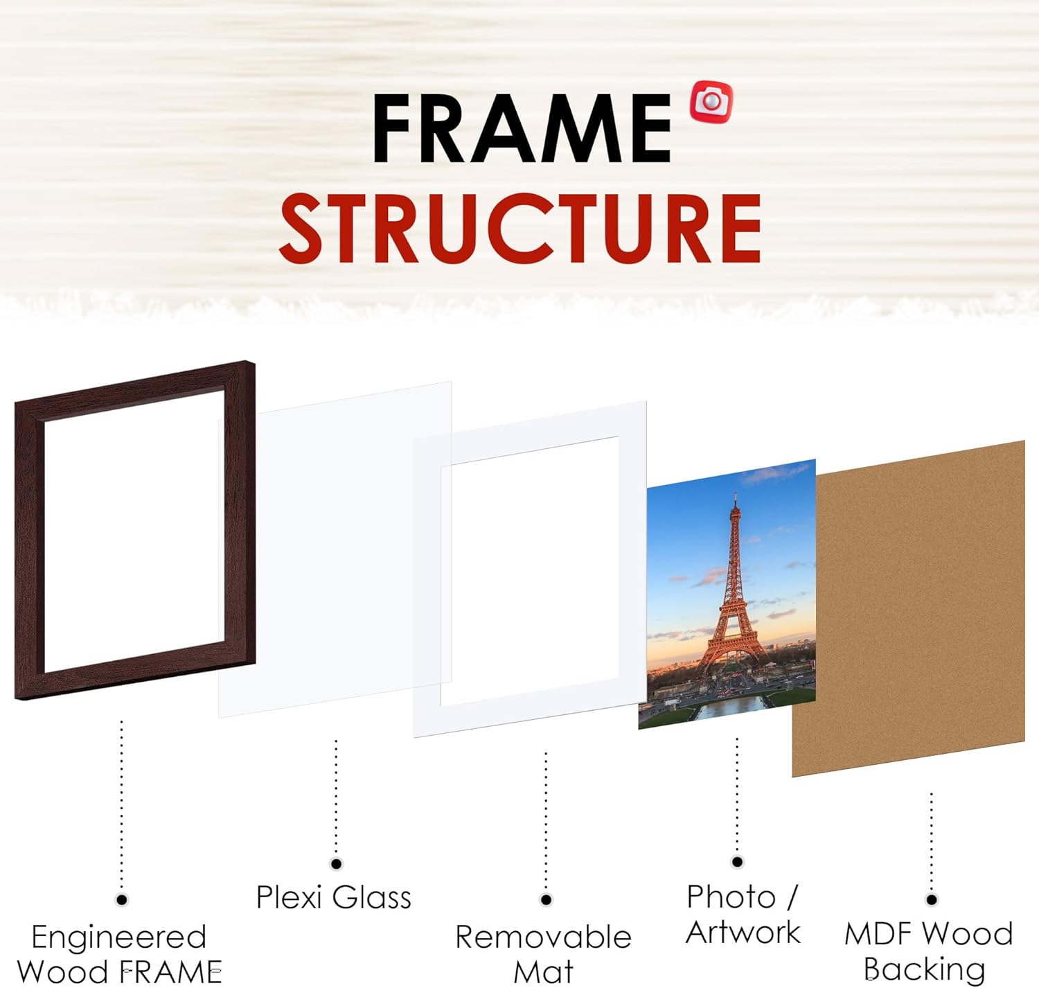FIXSMITH Brown 8x10 Picture Frame Set of 2, Collage for Tabletop or Wall Display