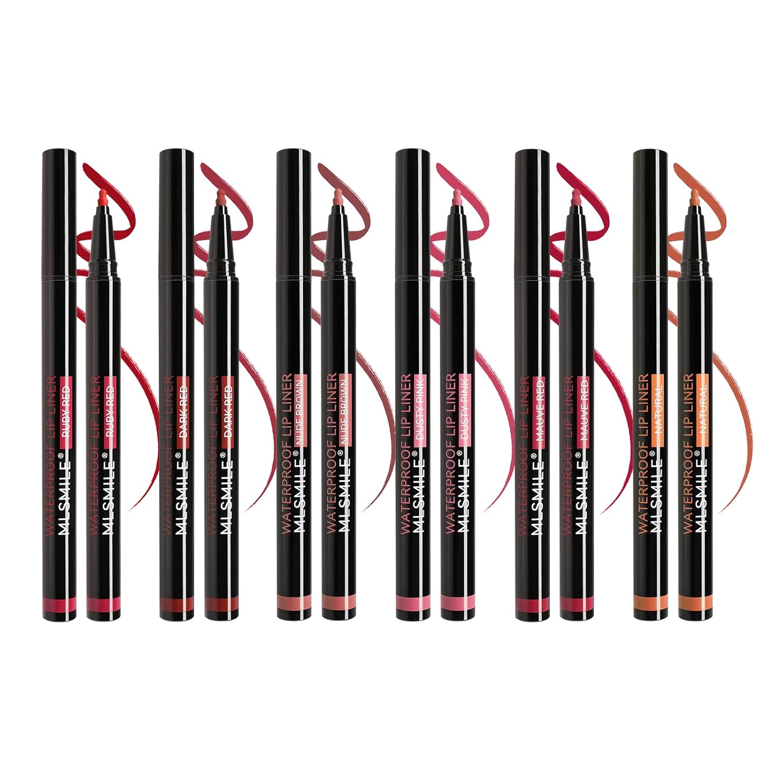 6PCS Longwear Liquid Lip Liner Stain Marker Pen,24 Hour Long Lasting Lip Liner,Waterproof Matte Lipstick Pen,Pink Red Brown Lipliner Makeup.(1#+2#+3#+4#+5#+6#)