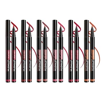 6PCS Longwear Liquid Lip Liner Stain Marker Pen,24 Hour Long Lasting Lip Liner,Waterproof Matte Lipstick Pen,Pink Red Brown Lipliner Makeup.1#+2#+3#+4#+5#+6#