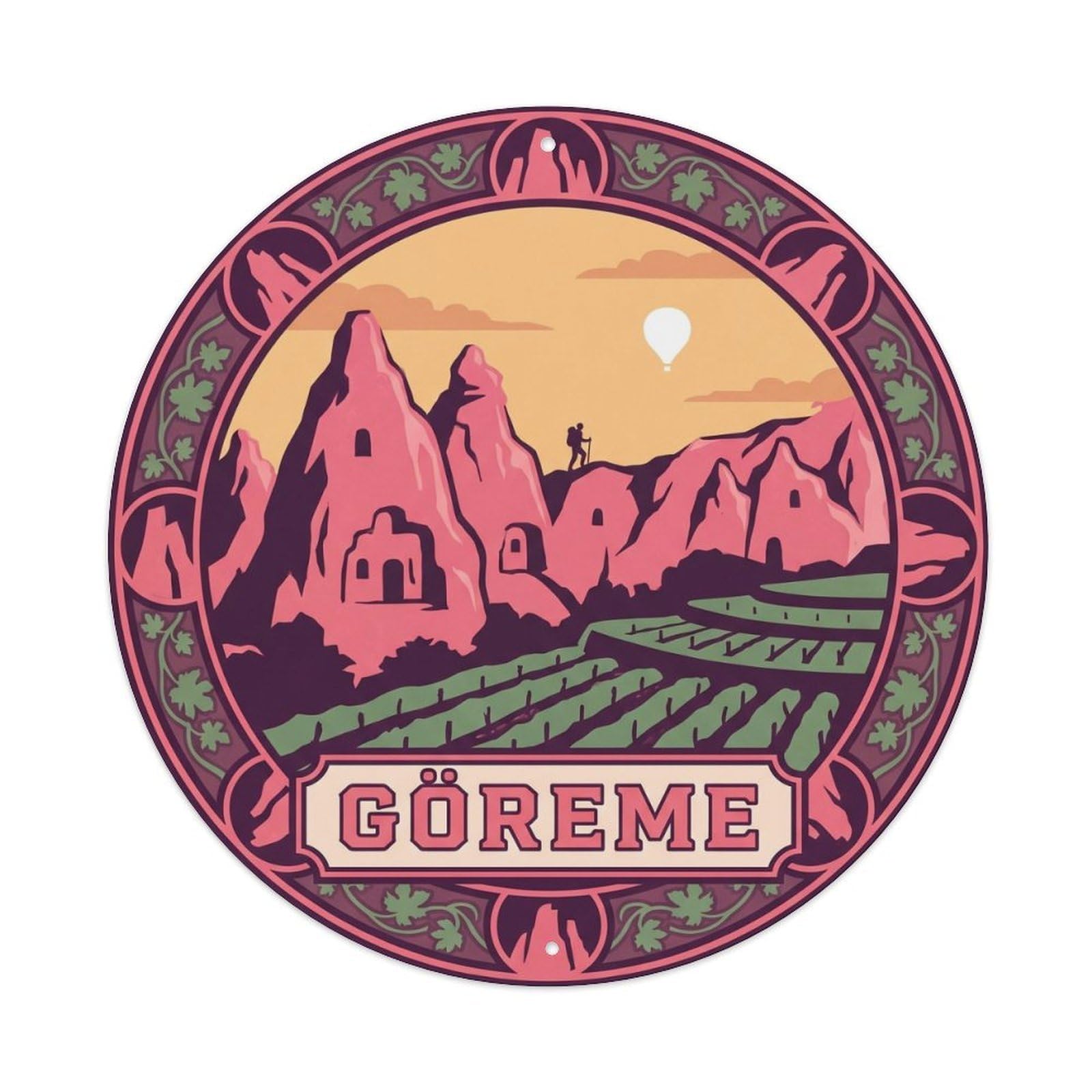 Goreme Rose Valley Dusk Nature Turkey Retro Graphic Metal Tin Sign