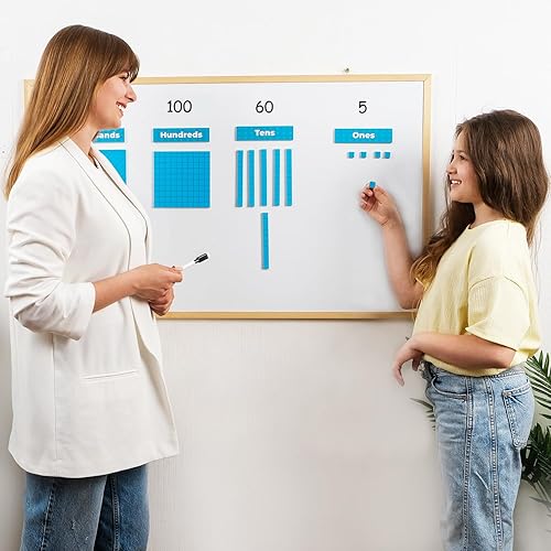 Miniatura 8 de Simply magic 131 + 4 unidades de base magnética azul jumbo de diez bloques para matemáticas + encabezados, manipuladores matemáticos, base de 10