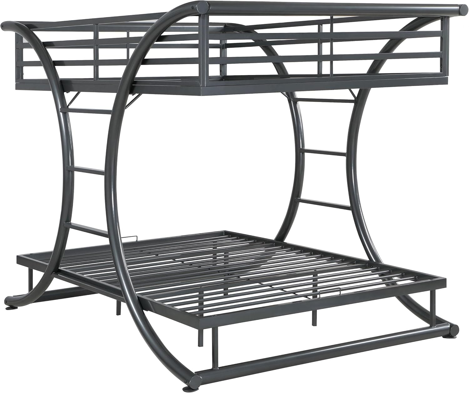 Coaster Home Furnishings Stephan Rustic Metal Full Over Full Size Bunk Bed Frame with Ladder and Guardrails Fully Slatted Mattress Ready Foundation Gunmetal 460078