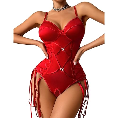 Avidlove Lingerie for Women Sexy Corset Garter Lingerie Set One Piece Teddy Bodysuit Boudoir Outfit