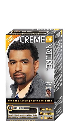 Creme of Nature, Color de cabello para hombre, negro intenso, para bigote y barba, 1 aplicación