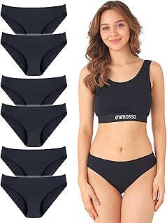 Lot de 6 slips pour femme en coton bio respirant - Sous-vêtements pour femme sans taille élastique - Tailles XS à 3XL