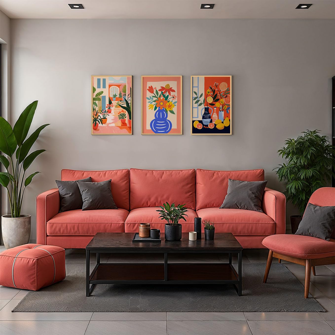 SoulAbiti Sunny Still Life Botanicals set of 3 Framed Wall Print 12x18 inch Light Brown Frame Plexi-Glass Floral Art ready to hang for living room bedroom office decor 1