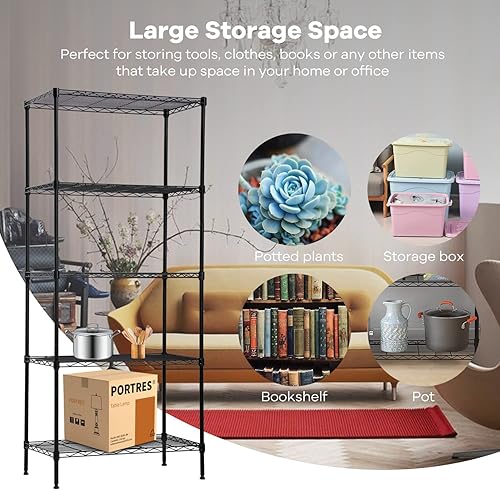Miniatura 83 de Estantería de alambre de 6 niveles, estantes de metal de 60 x 23 x 13 pulgadas, estante de almacenamiento de metal resistente, estante de alambre