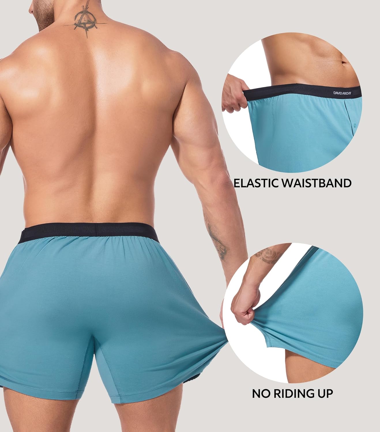 DAVID ARCHY Combed Cotton Boxers for Men Soft Underwear Mens Boxers Knit Boxer Shorts for Men Pack - Image 4