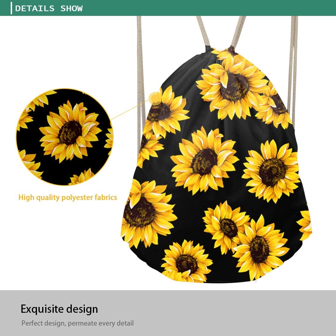 INSTANTARTS Drawstring Bags Personalized Customized String Backpacks with Your Own Picture/Text/LOGO
