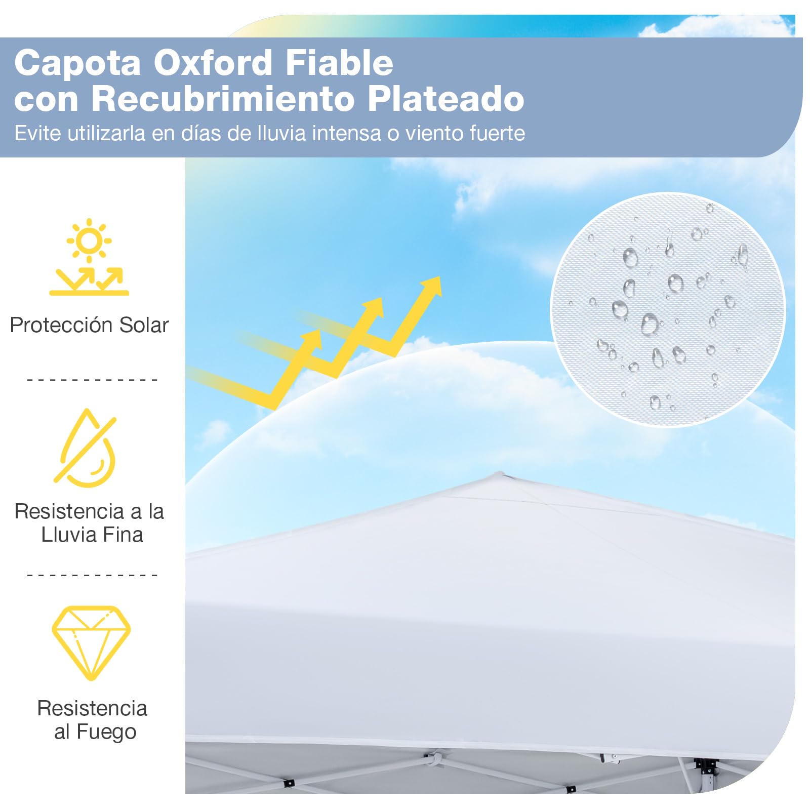 COSTWAY Carpa Plegable 3 x 3 m, Pop up, cenador para Jardin Impermeable, Bolsa de Transporte, Protección Solar, Acero, Pabellón Gazebo pergolas Portátil Camping Fiesta Playa Patio Terraza (Blanco)