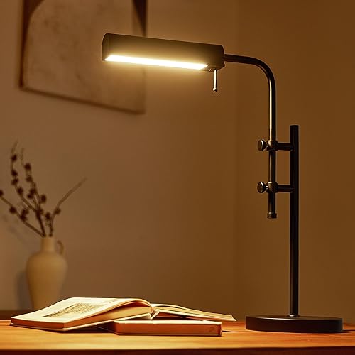 Miniatura 8 de VONLUCE Lámpara de escritorio rústica, lámpara de mesa de metal ajustable de estilo industrial, lámpara de lectura regulable para sala de estar,