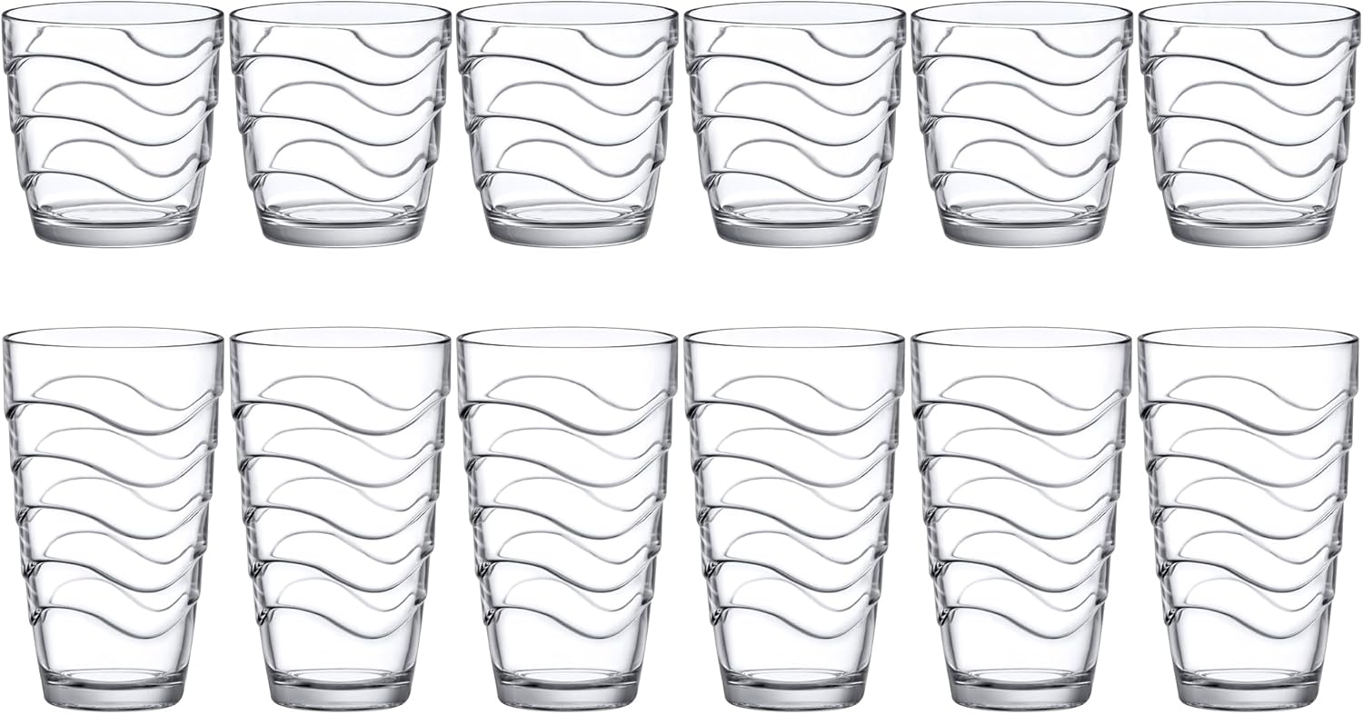 Amazing Abby - Wavely - 14-Ounce and 20-Ounce Plastic Tumblers (Set of 12), All-Clear Reusable Plastic Cups, Stackable, BPA-Free, Shatter-Proof, Dishwasher-Safe - Image 5