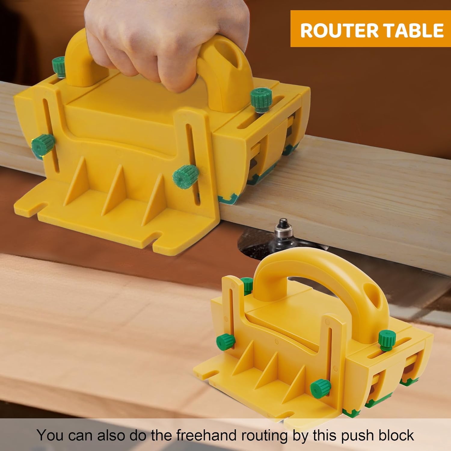 Table Saw Push Block for Woodworking | Router Tables, Band Saws & Jointers | Cuts Safe for Widgets, Difficult Cuts, ThinRips & Dowel Cuts | Prevent Kickback and Protect Hands