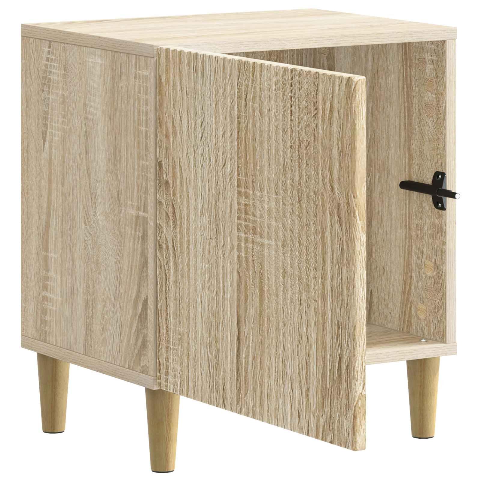 Nachttisch Sonoma-Eiche 43x34,5x50 cm Holzwerkstoff 2 Stück | Vintage-Design mit konischen Beinen，Stabiler Holzwerkstoff，90°-Pendeltür und offenes Regal，leichte Pflege mit feuchtem Tuch