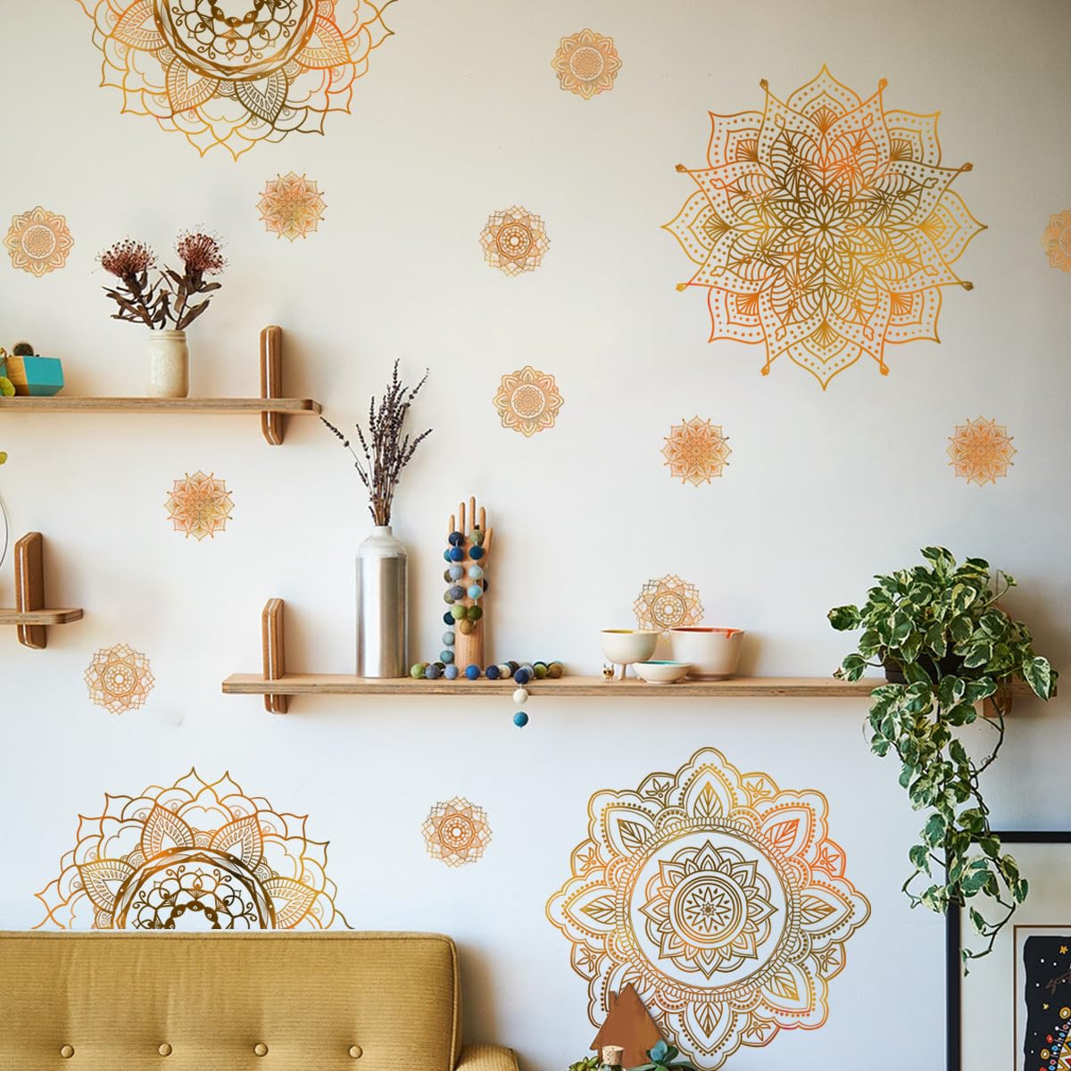 HGDESIGN Mandala Wall Sticker Blue Black (WxH) 78x40cm for Living Room Bedroom Wall Sticker Boho Style Picture Entrance Yoga Decor - Image 4