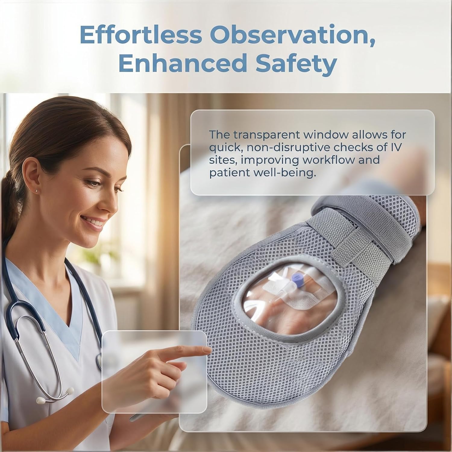 Anti Scratch Gloves with Clear Window, Breathable Mesh Hand Protector Mittens for Elderly Dementia Kids Autism