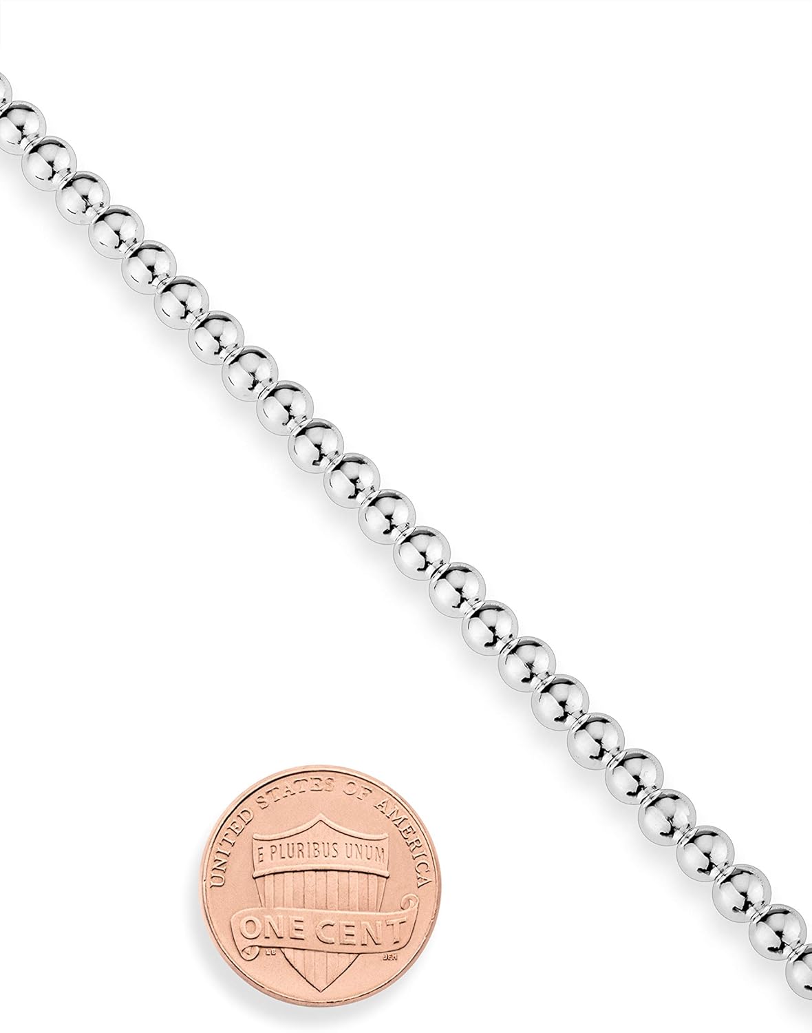 Miabella Italian 925 Sterling Silver Handmade 4mm Bead Ball Strand Chain Necklace for Women, Made in Italy - Image 3