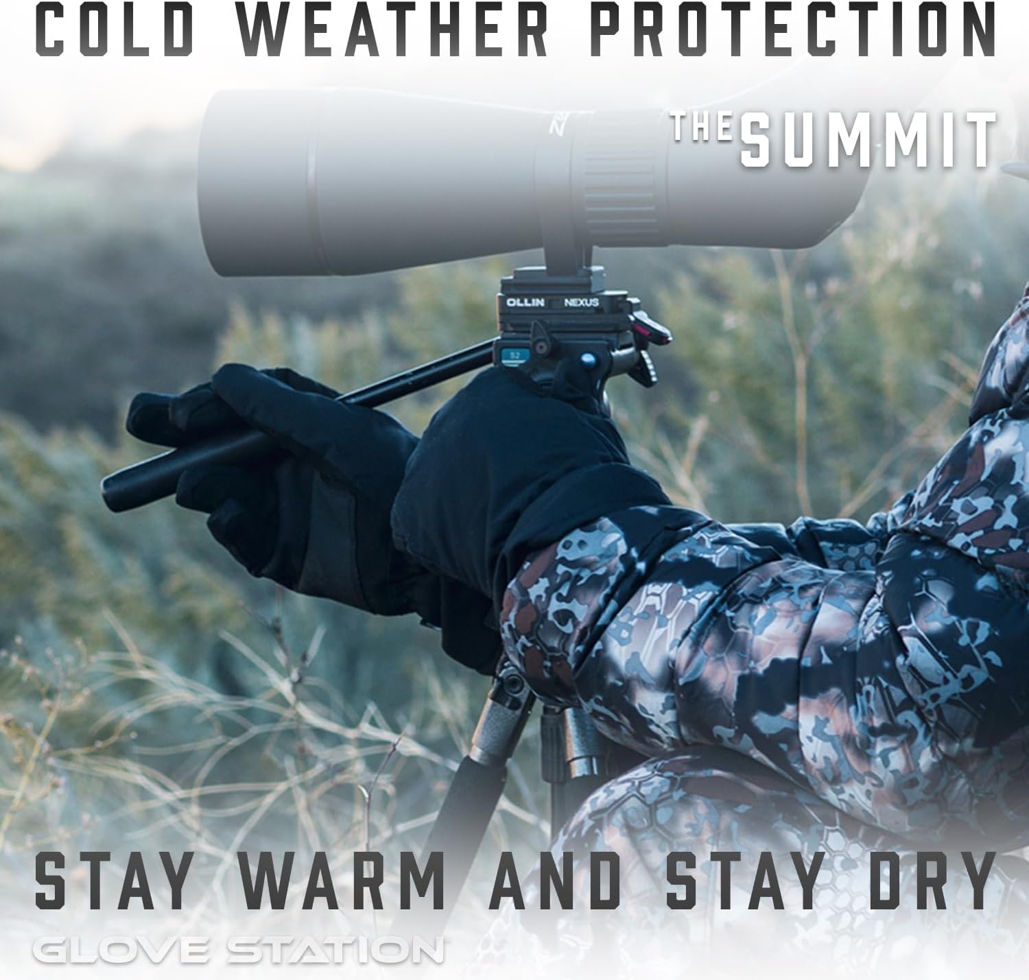 Glove Station Summit Tactical Gloves - Hunting Gloves Touchscreen Compatible PU Leather Palm Gauntlet Cuffs Brushed Polyester