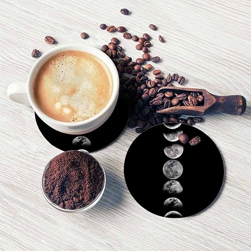 Miniatura 5 de Eclipse Moon Coaster Universo Lunar Astronomía Naturaleza Planeta Esfera Espacial Noche Oscura Protección de mesa para cualquier tipo de mesa Mesas