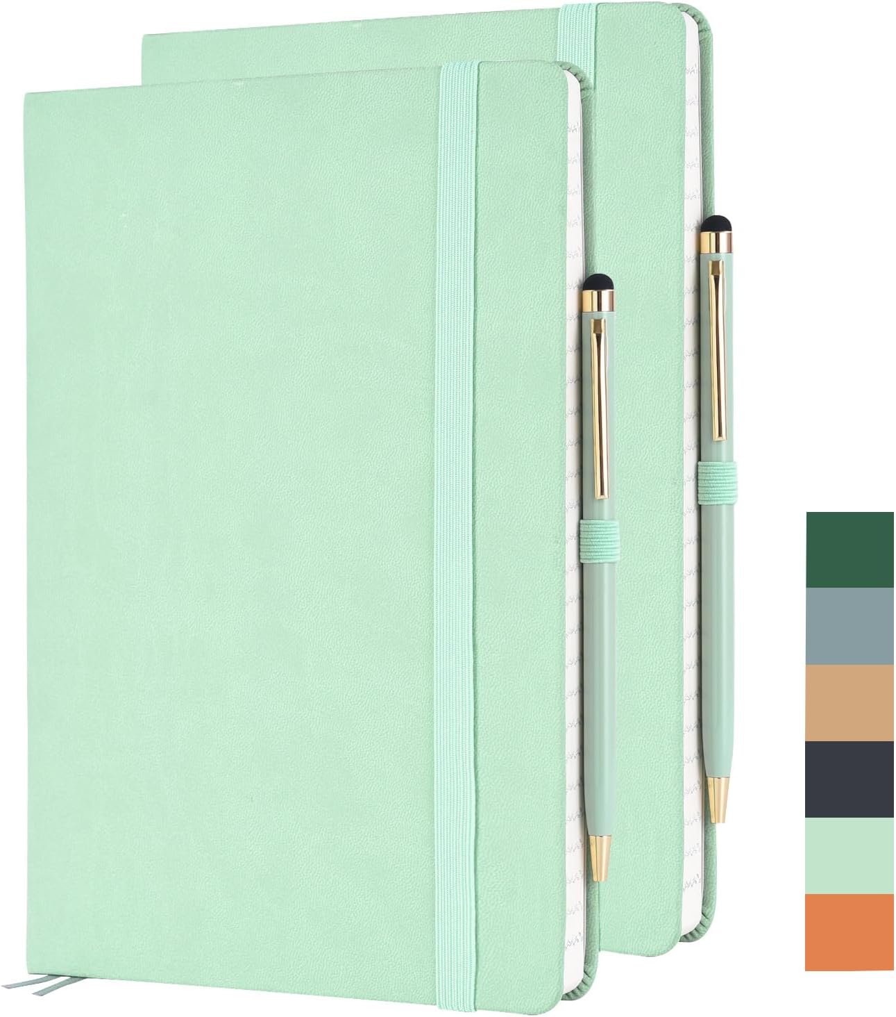 Grope Lined Journal Notebook Hardcover 2 Pack - A5 College Ruled Writing Notebook with 344 Pages,100gsm Thick Paper 5.75'' × 8.38'' (Lined, Light Green)