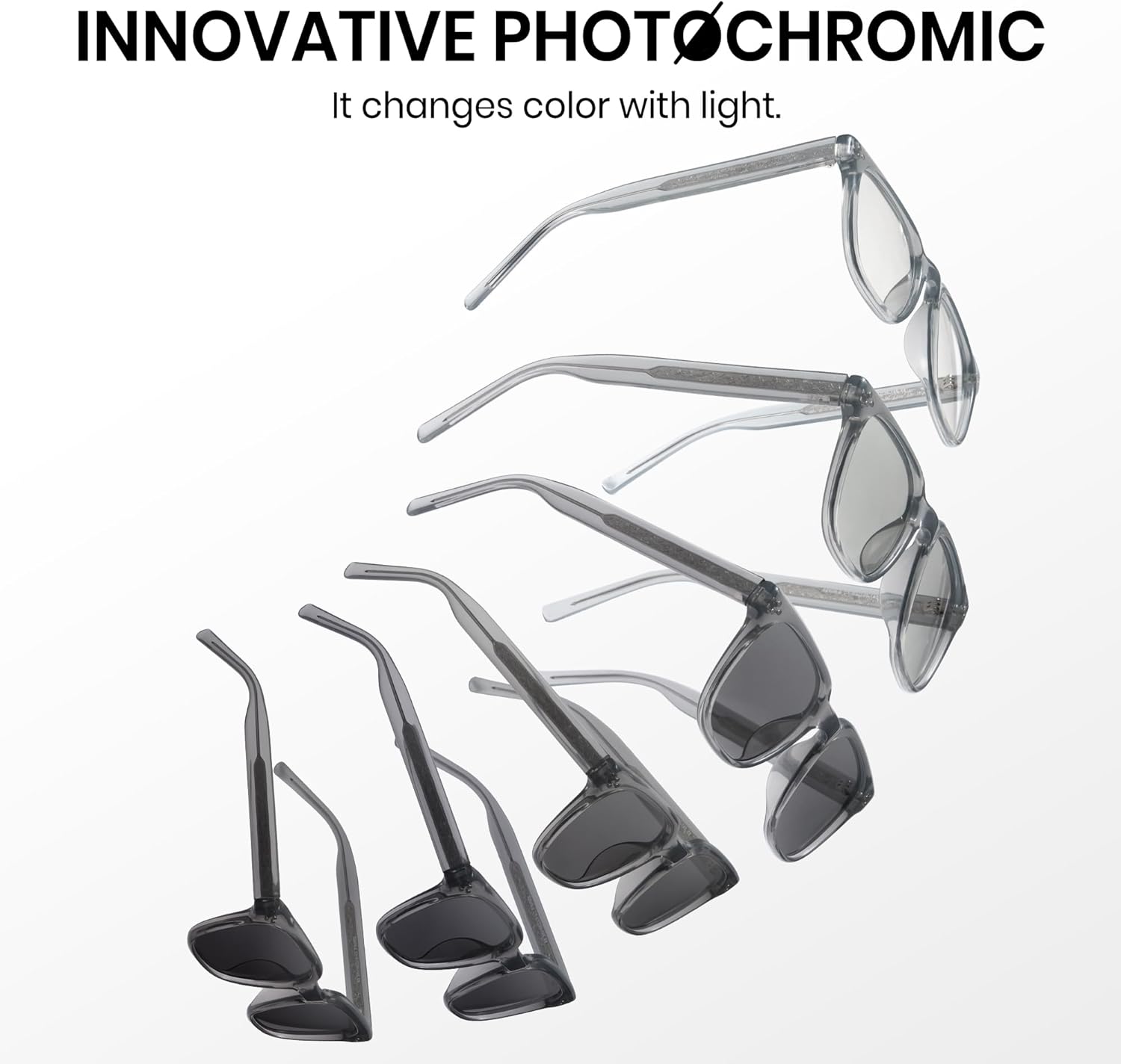 Cyxus Photochromic Glasses Both Frames and Lenses Color Changing with Blue Light Blocking UV Protection 8305