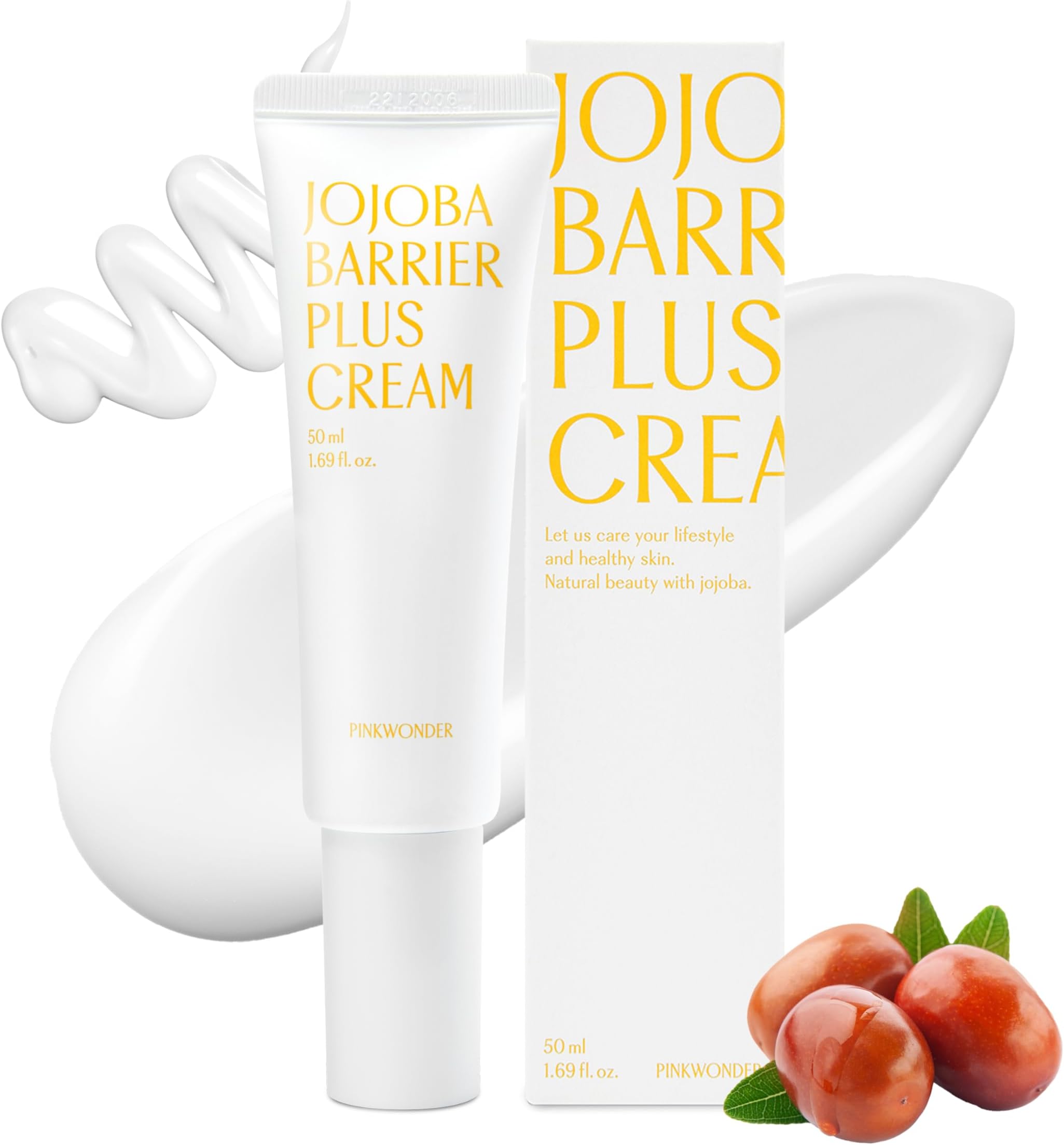 - PINKWONDER Jojoba Barrier Plus Cream 1.69oz(50ml), 24HR Long Lasting facial Moisturizier Face Cream, Jojoba Oil and Hyaluronic Acid for Dry Sensitive Skin, Korean Skin Care