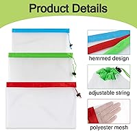 Vista 3 de MAQIHAN 12 bolsas reutilizables para productos – Bolsas de malla para productos con cordón, reutilizables, lavables, bolsas de almacenamiento