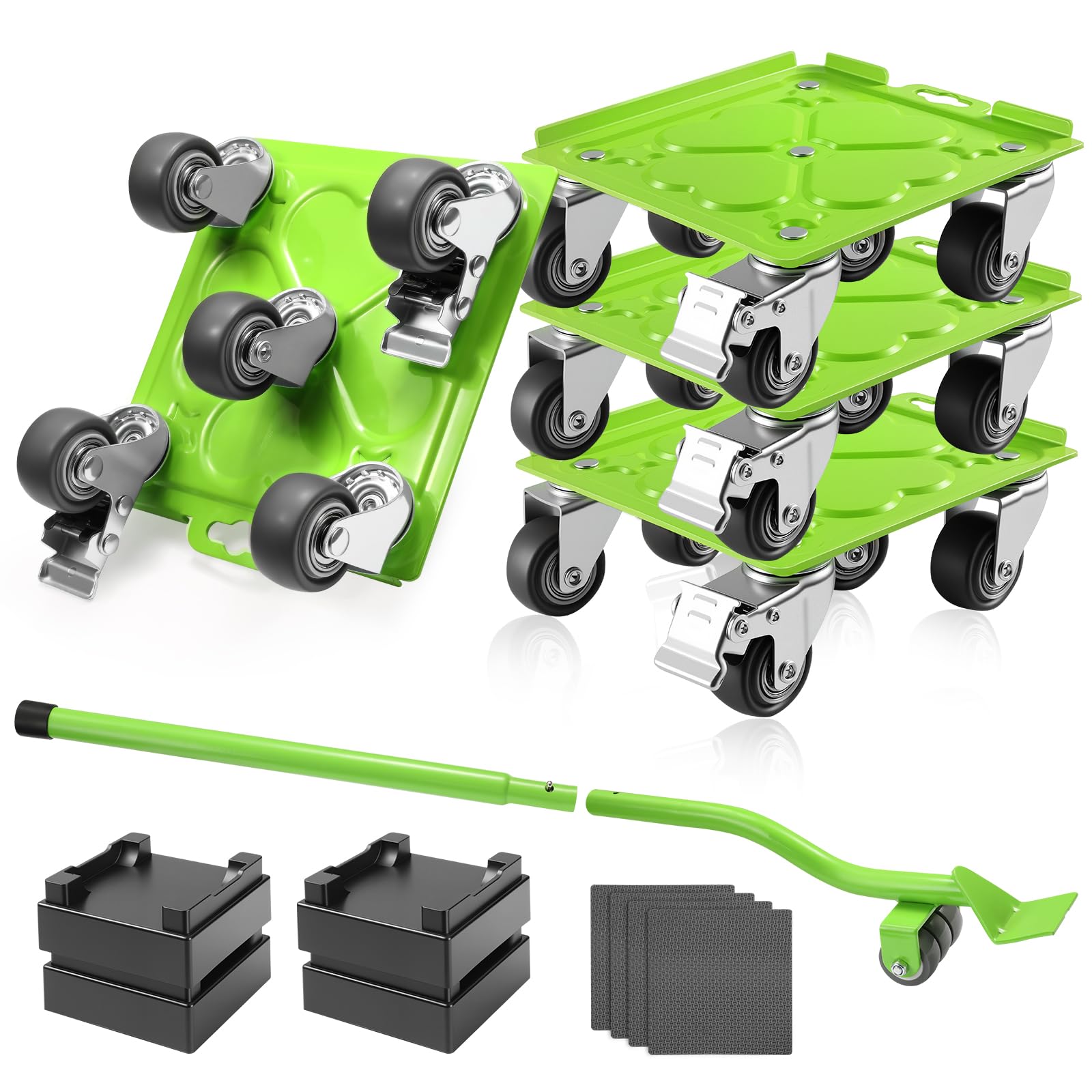 Sohnvwtgd 5 Heavy Duty Furniture Dolly Set With Silent Tpr Wheels,Load 2000 Lbs