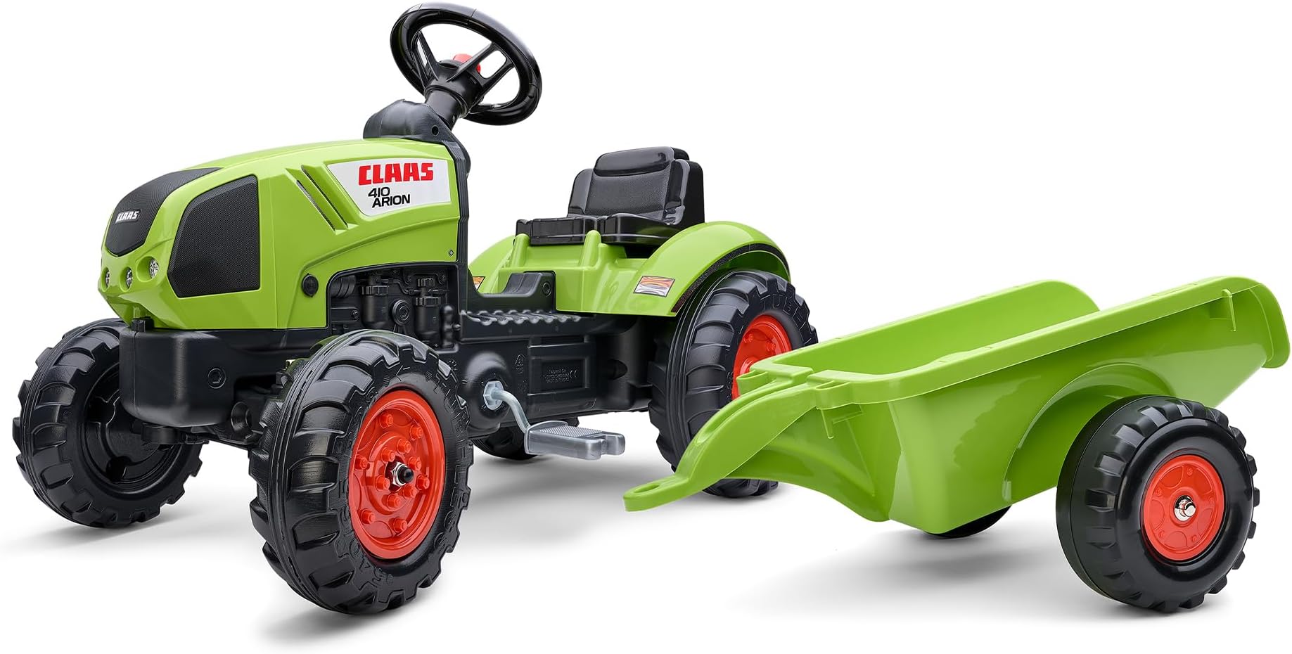 Falk - Claas pedal tractor with trailer - From 2 years old - Made in France - Directional steering wheel with horn - 2040A