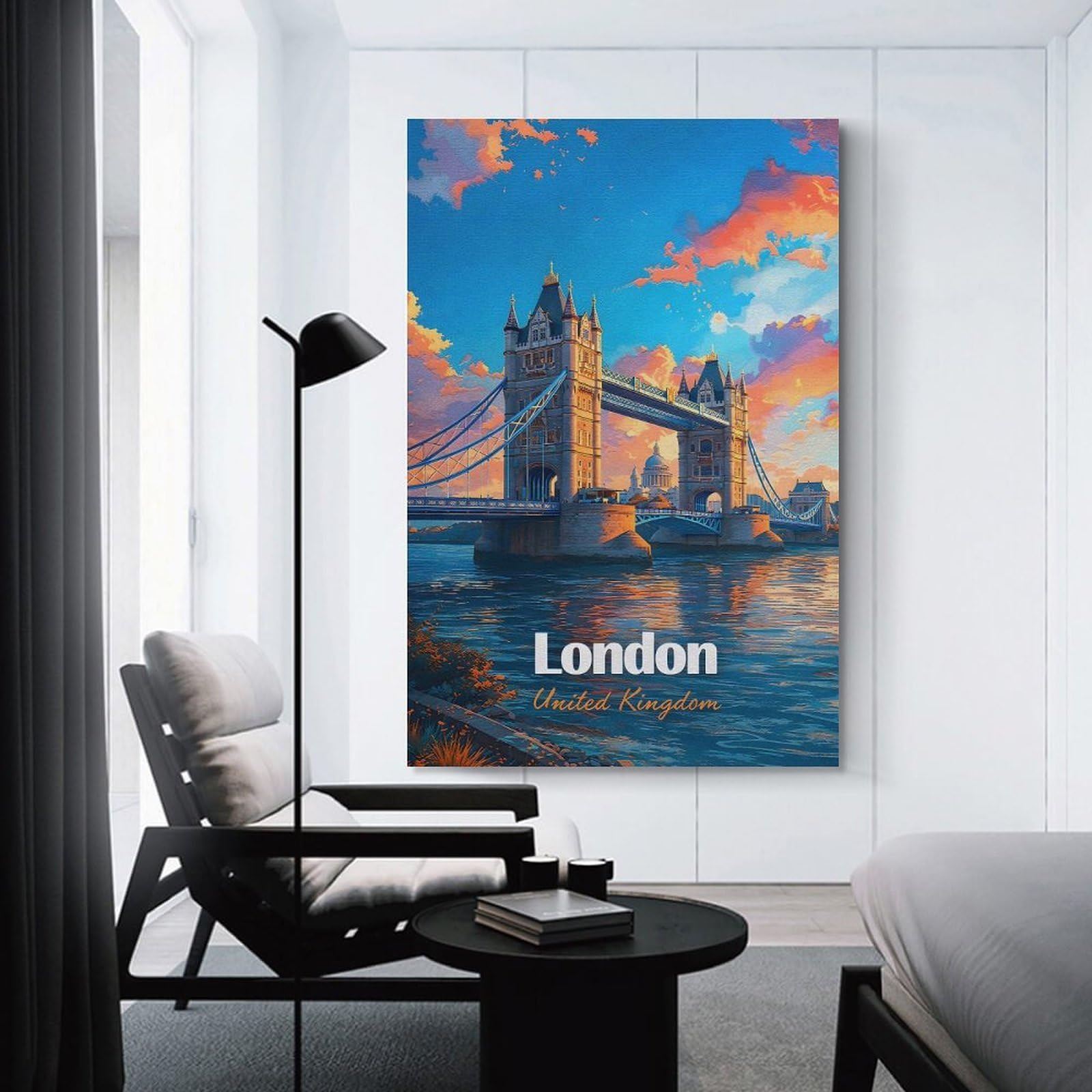 Decorative Wall Artwork London Tower Bridge at Sunset, 12x18inch(30x45cm), for Home, Office, Studio Or Guest Room, A Flexible Wall Accent for Shared Spaces