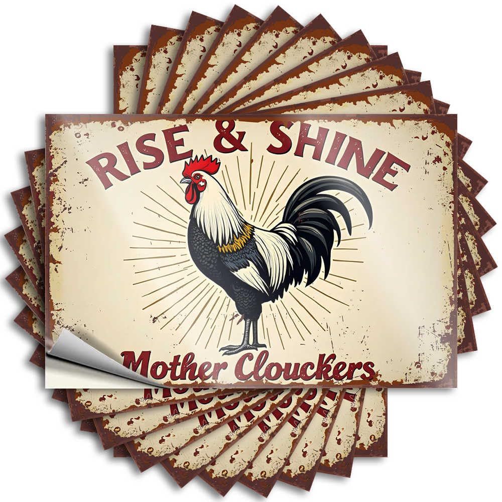 Decal - Girly Hat Rise & Shine: Mother Cluckers Farm Fresh Eggs for Western Gifts(6X9CM)