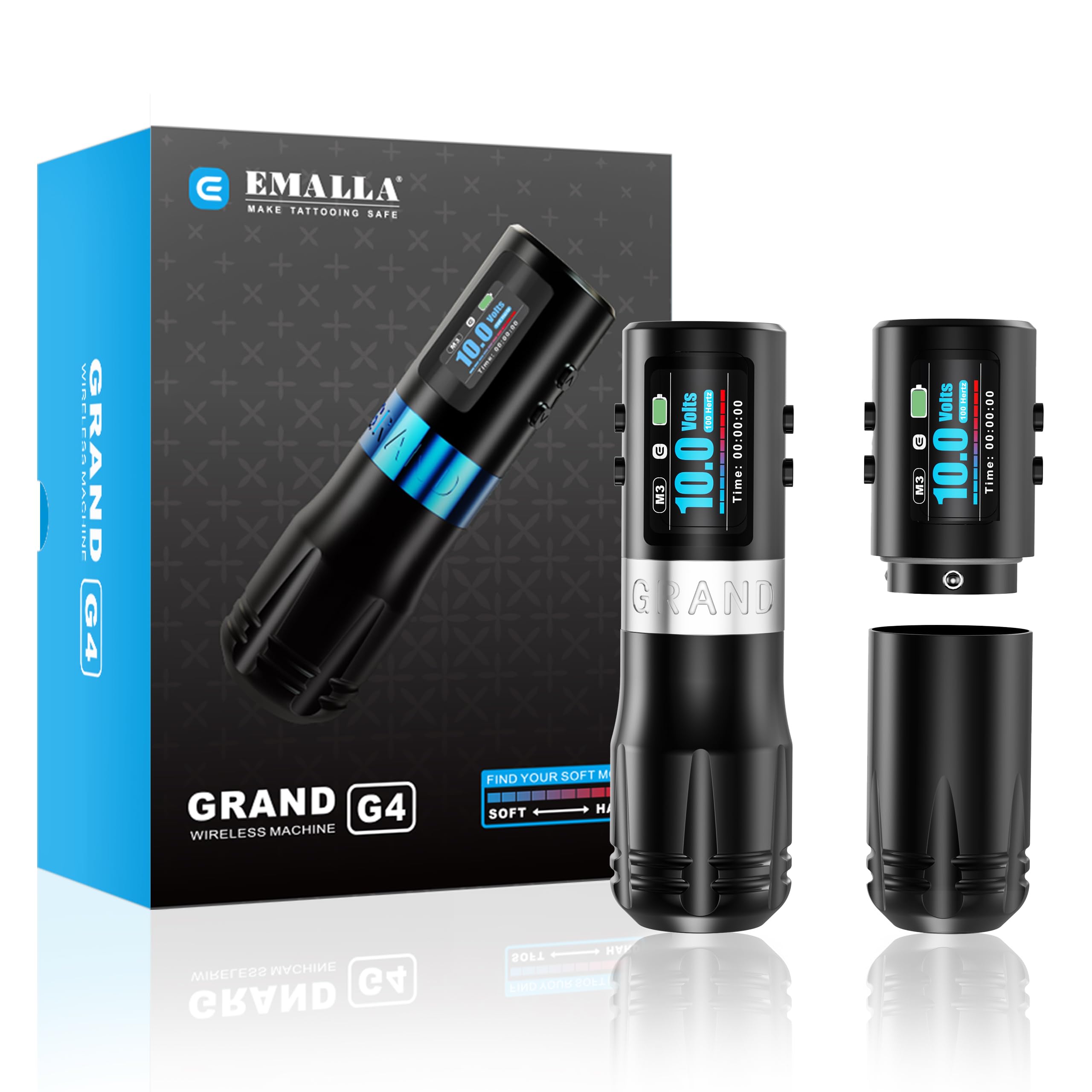 Emalla Grand G4 Cordless Tattoo Pen Machine, Professional Tattoo Machine 5.0mm Stroke Long Working Battery Pen Premium Gun for Artists Tattoo Supplies
