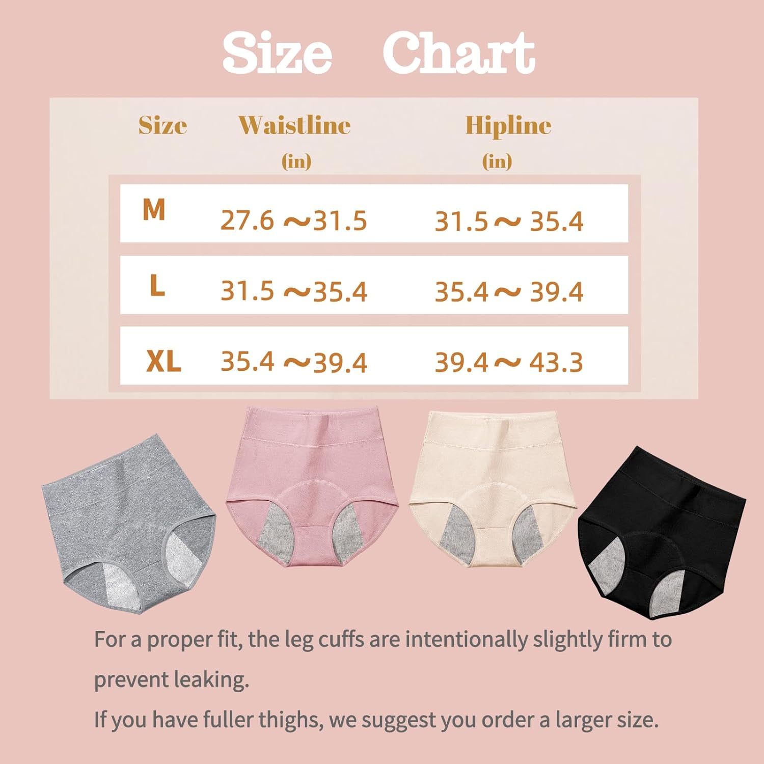 Women's Washable Incontinence Underwear 4 Pack, Leakproof Ladies Panties High Waist, Incontinence Protective Briefs for Minor Bladder Leak(L) - Image 4