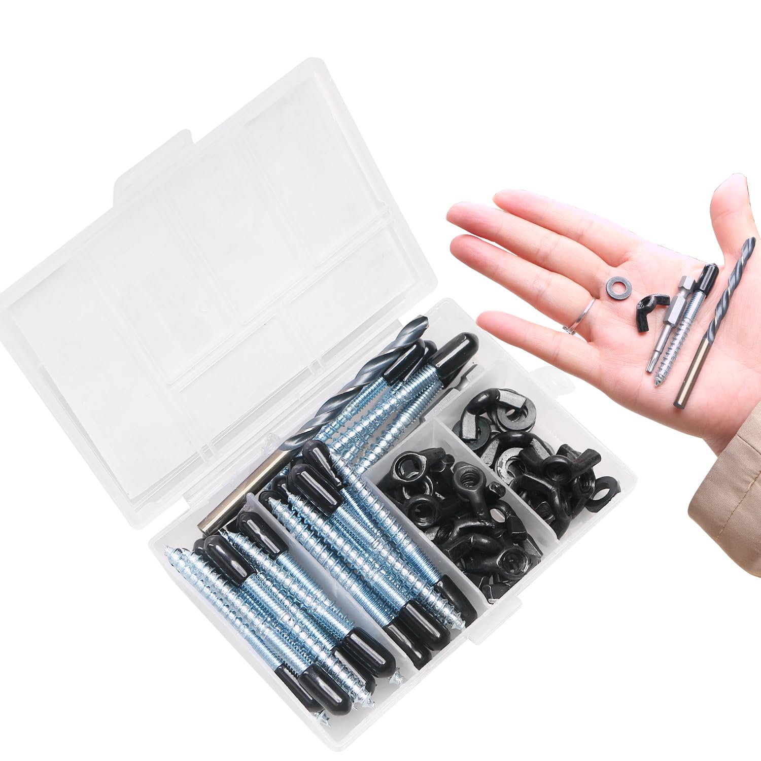 Akso Aoyupe ® 25 Sets M6 x 2-1/4 "Wood or Brick Wall Hurricane Anchor Kit (1 Drill Bit and 1 Drive Tool)