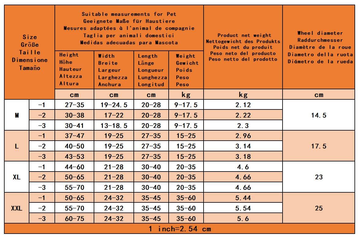 Regulowany wózek dla psa M-2 Rozmiar rehabilitacja tylnych łap 30-38cm 17-22cm 20-28cm