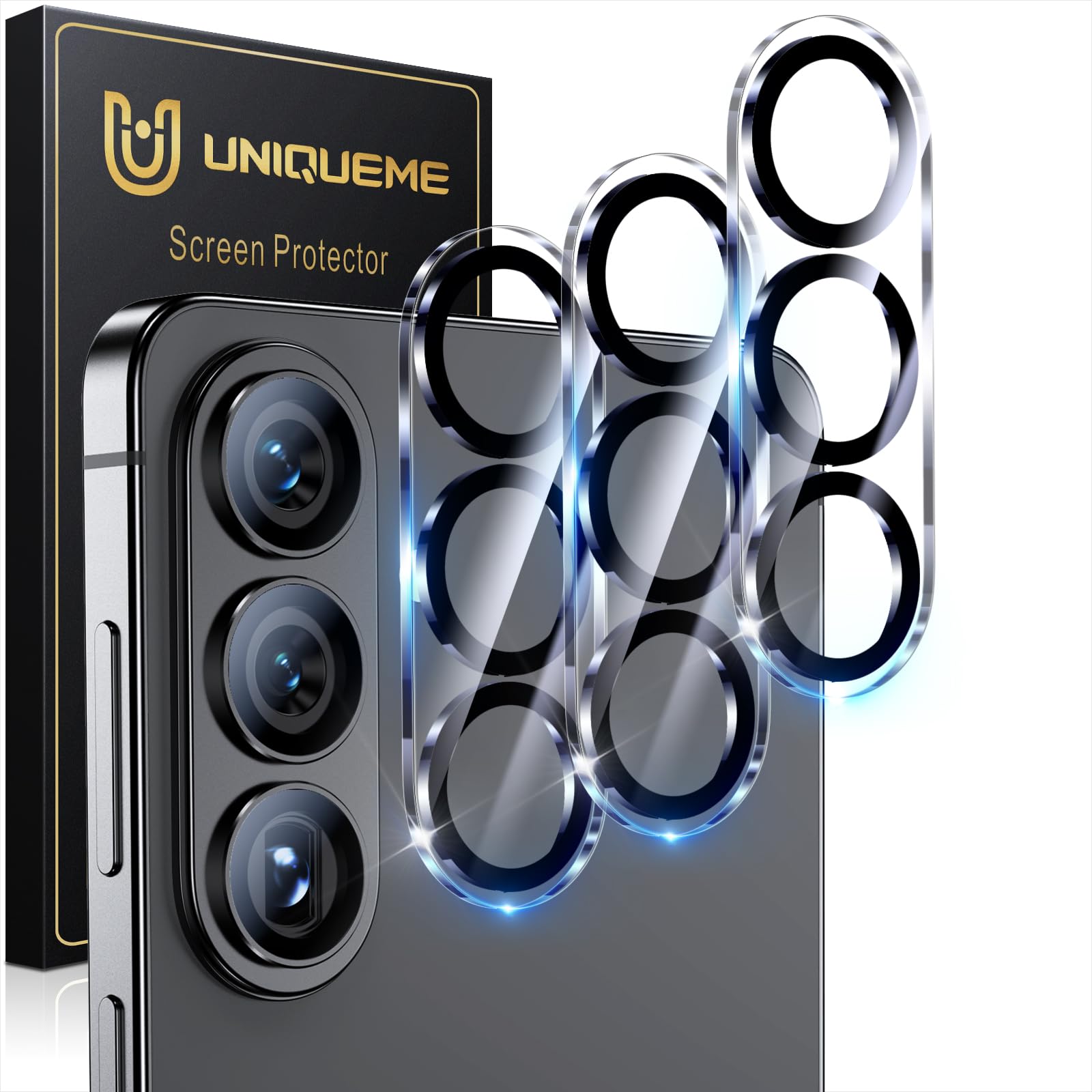 UniqueMe für Samsung Galaxy S26 Kameraschutz - [Kratzfest, Stabil] Ultra-Klar 9H Härte Kameraschutz für Samsung S26 Kamera Schutz [3 Stück] - HD Transparent