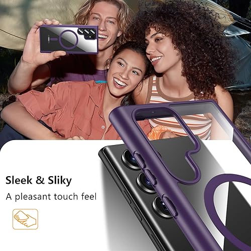 Miniatura 9 de Hensinple Funda magnética para Samsung Galaxy S22 Ultra, Galaxy S22 Ultra compatible con Magsafe Funda de carga inalámbrica translúcida trasera a