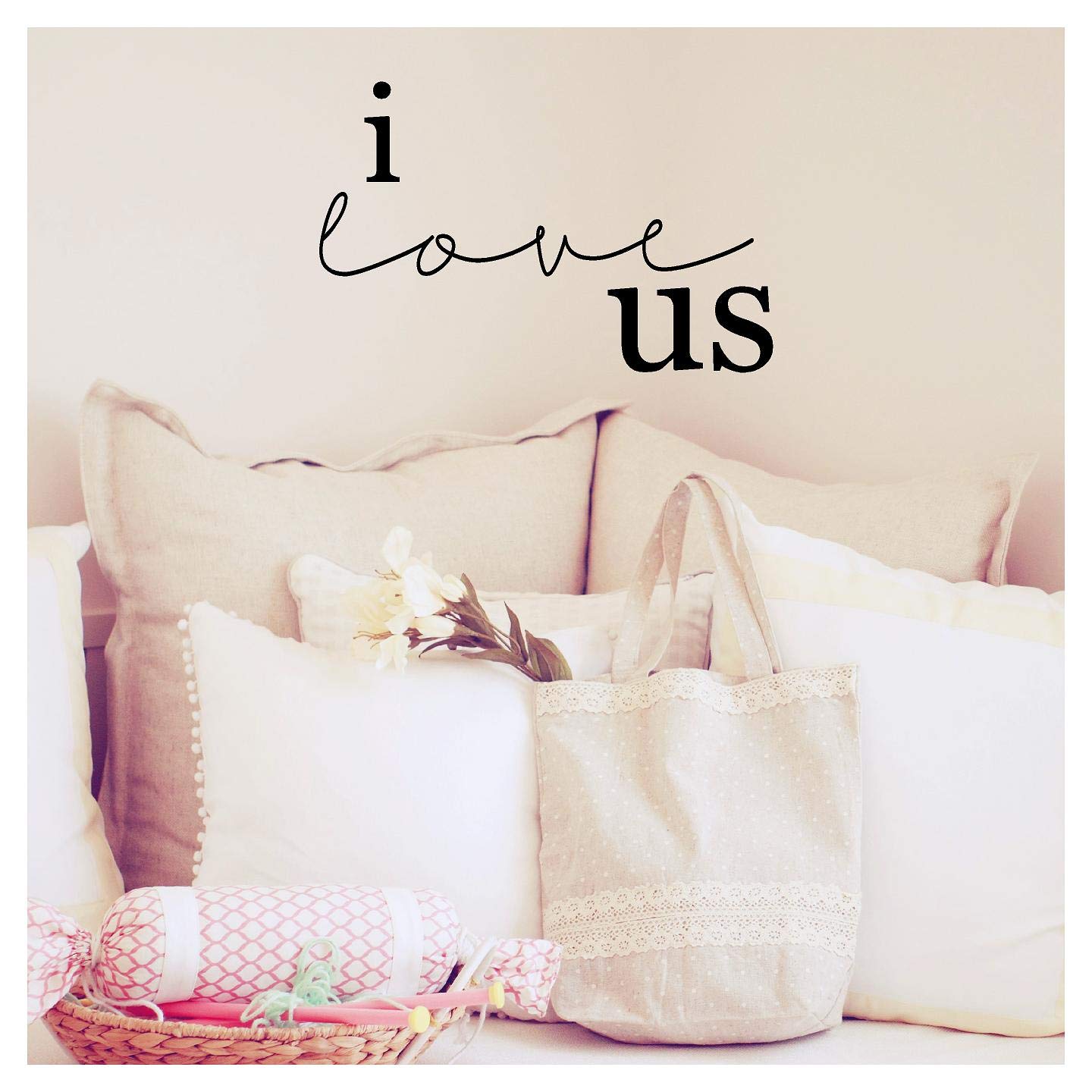 I Love Us Vinyl Lettering Wall Decal Sticker (Black, 12.5"H x 19.5"L)