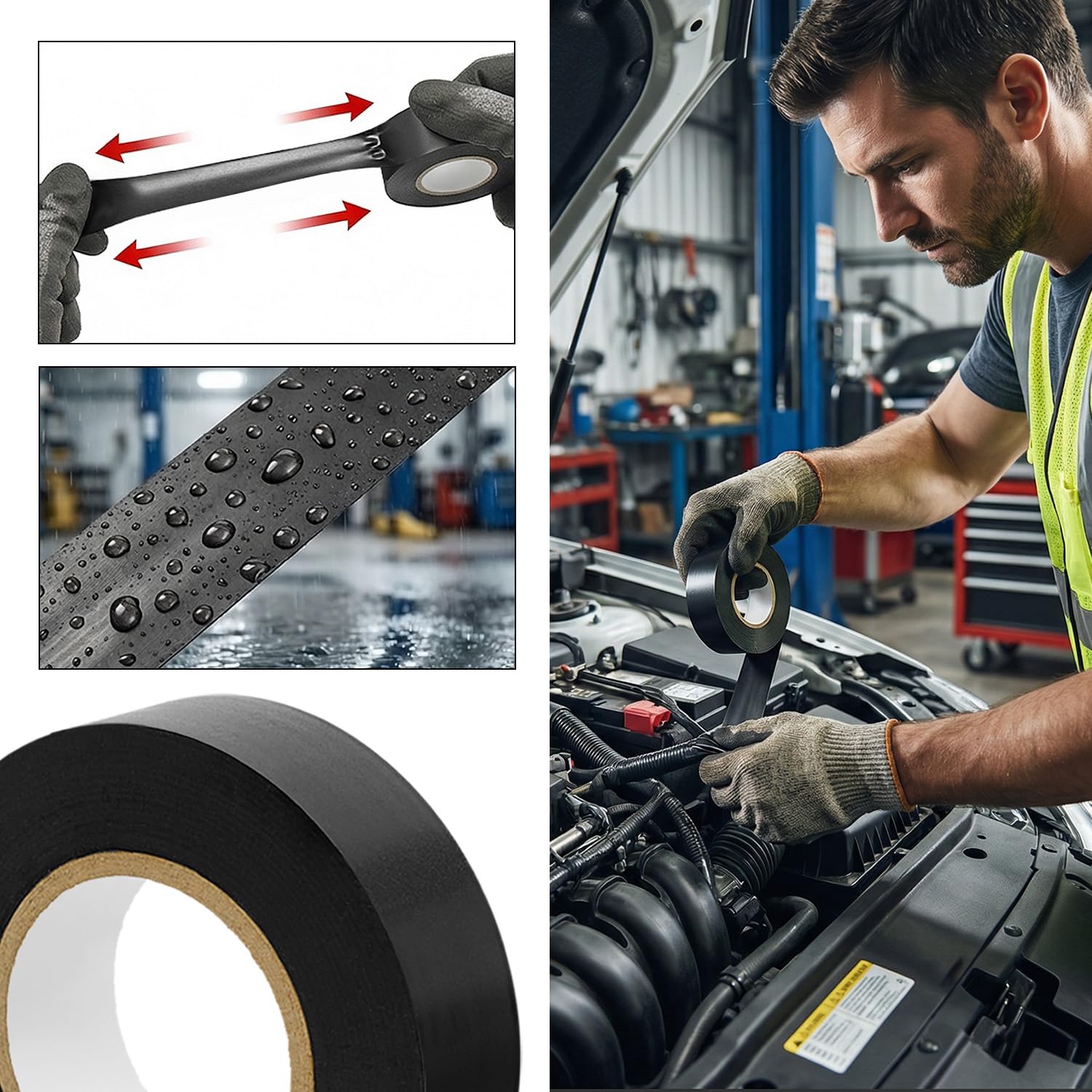 QILIMA Nastro elettrico nero, confezione da 200 rotoli, nastro in vinile resistente impermeabile per giunzioni e isolamento, ignifugo, resistente alle intemperie, per uso industriale e domestico
